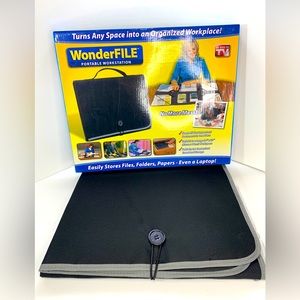 NEW AS SEEN ON TV WonderFile Portable Work Station - Black - Organizer NIB